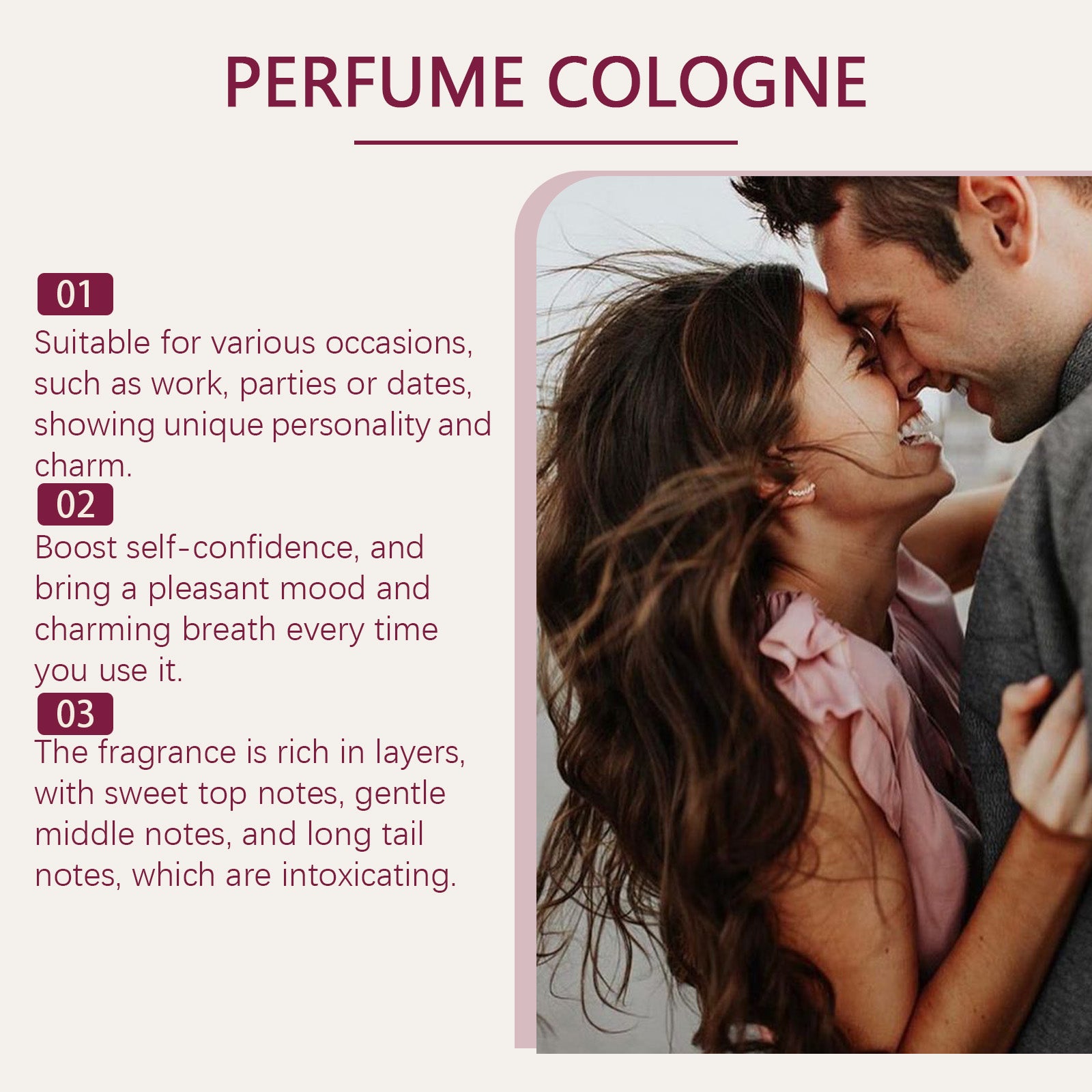 Roxelis Valentine's Atmosphere Cologne - Natural Romantic, Fresh & Elegant Scent, Long-Lasting Charm, Portable for Couple Daily Dates