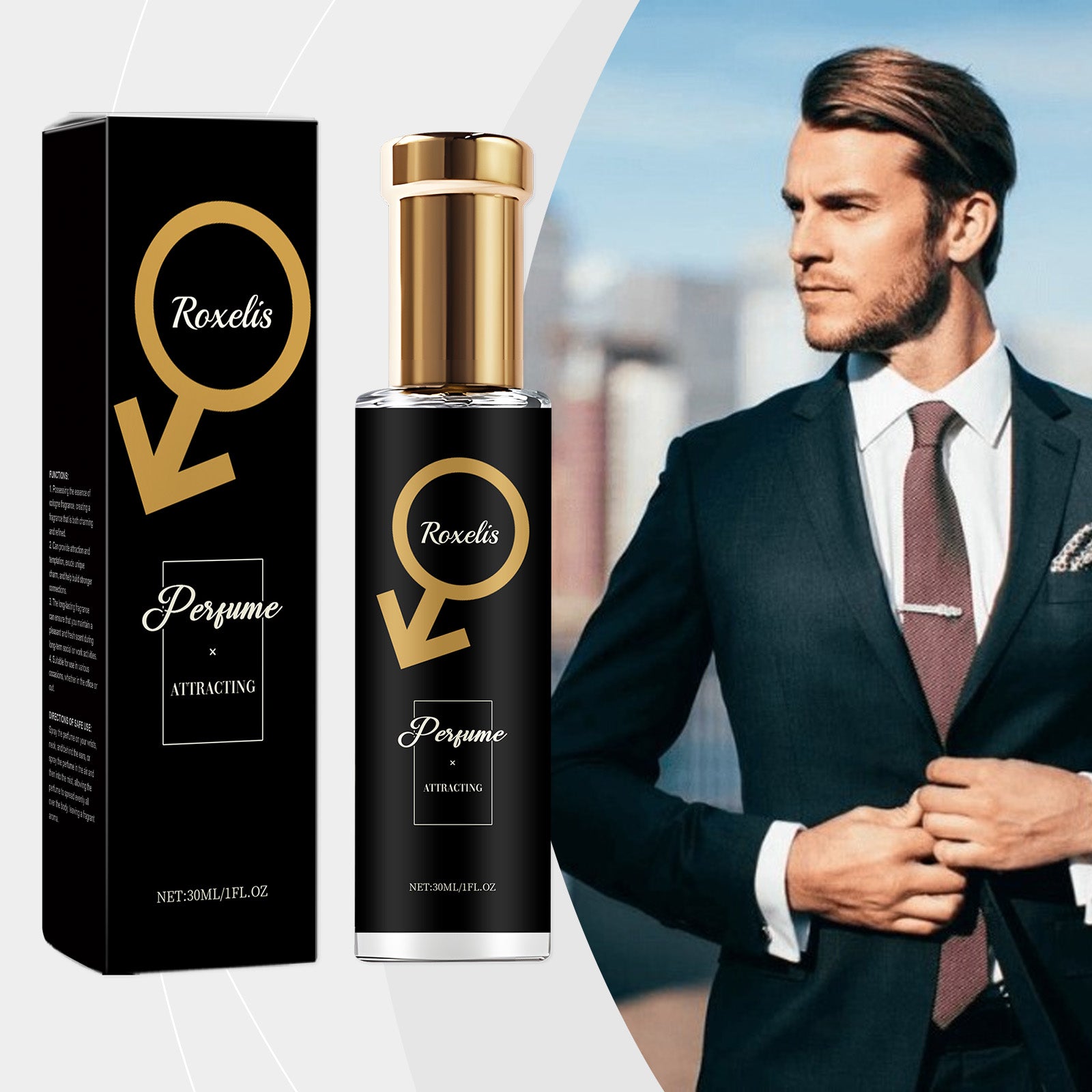 Roxelis Cedar Men's Perfume - Natural Fresh Scent, Long-Lasting, Portable for Dates & Daily Use